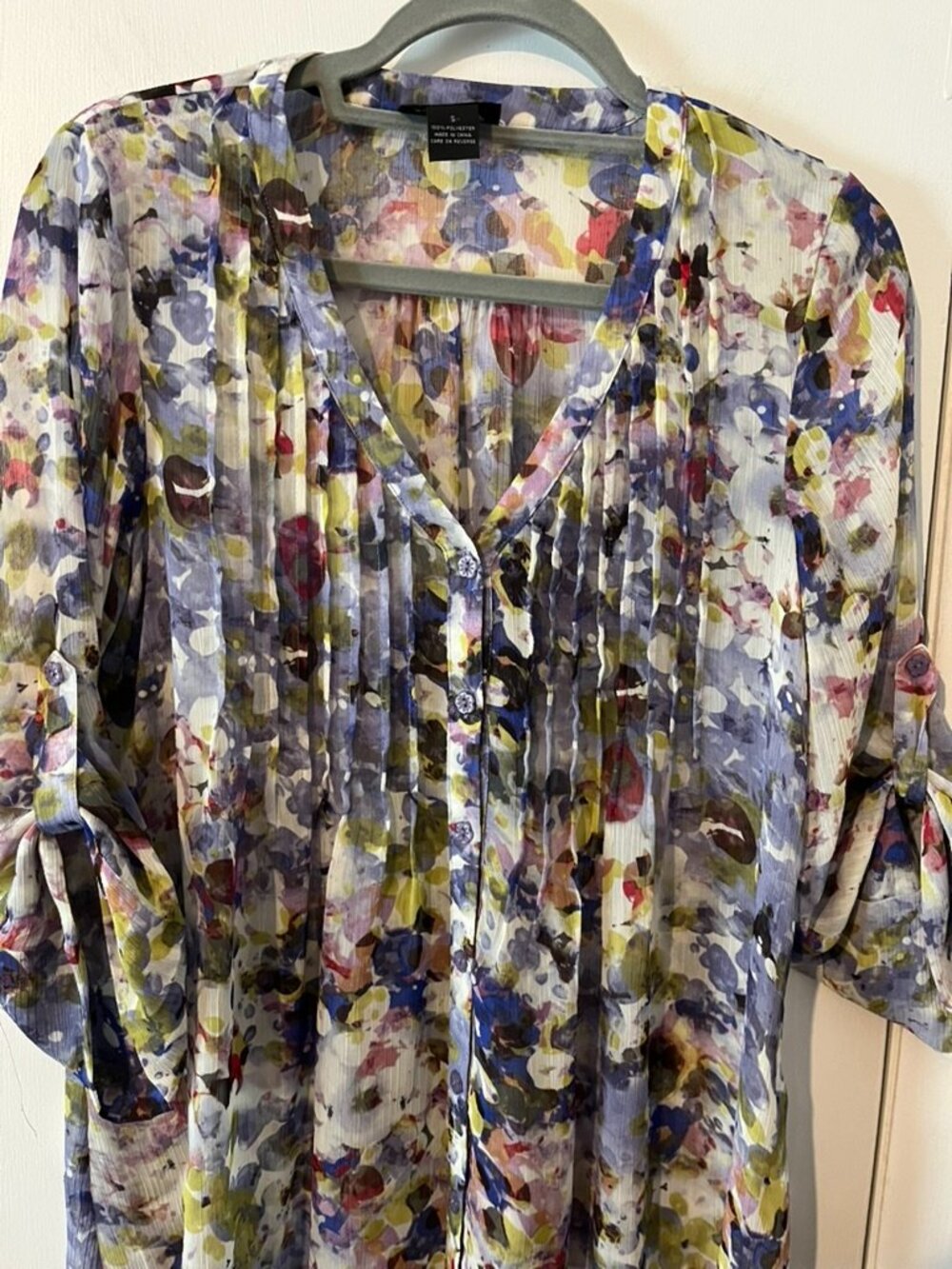 SPENSE WOMANS SHEER V-NECK BLOUSE 3/4 SLEEVE SZ S